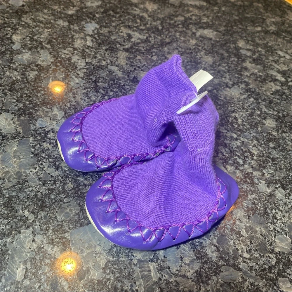 NWT Baby Girls Hanna Andersson Slipper Moccasins Purple Size 1